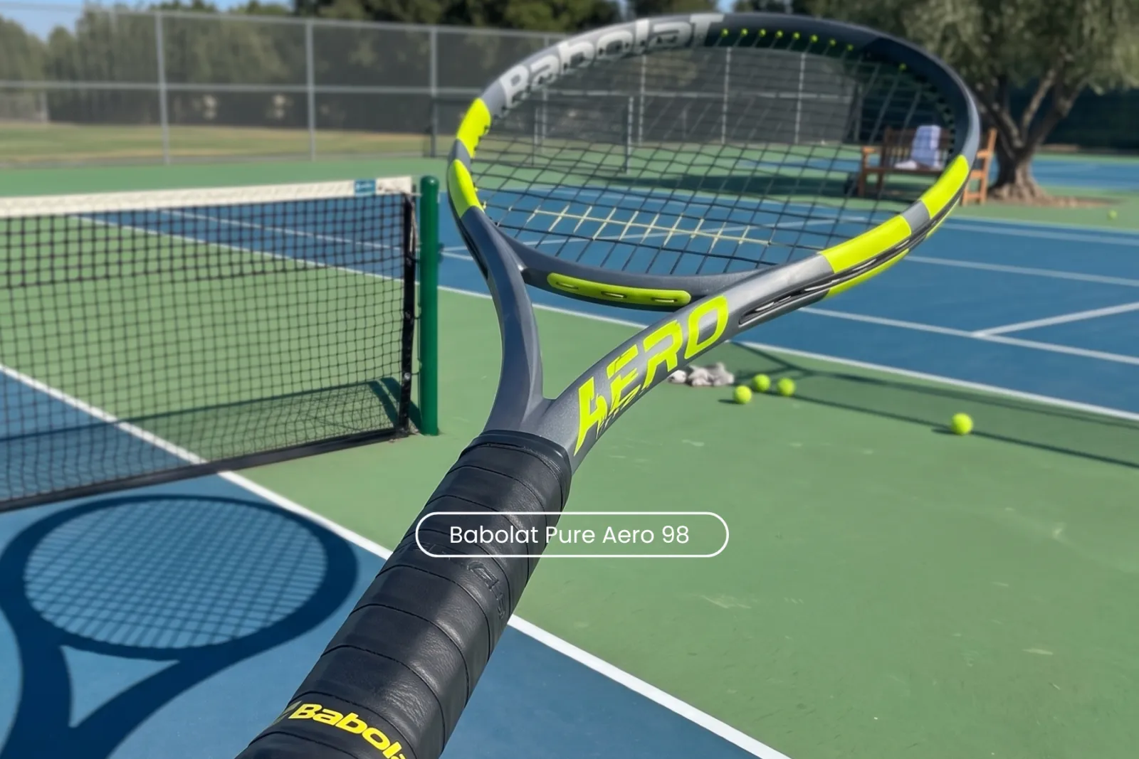 Raqueta Babolat Pure Aero 98 en cancha dura